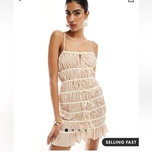ASOS tiered mini dress in stone